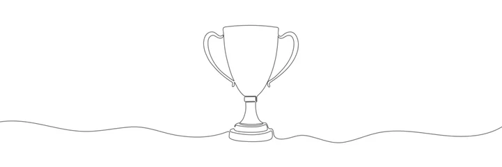 Papier Peint photo autocollant Une ligne winner trophy one line drawing isolated on white background. Vector illustration