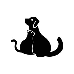 Cat and dog animal logo template design . icon logo . silhouette logo 