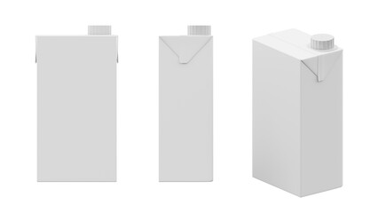 mock up of milk container mon white, 3d rendering of milk box PNG transparent backround