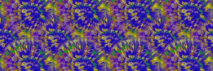 Indigo Dying Cloth. Fluorescent Hypnotic Spiral.