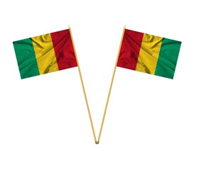 Guinea flag is depicted on a sports cloth fabric with many folds.