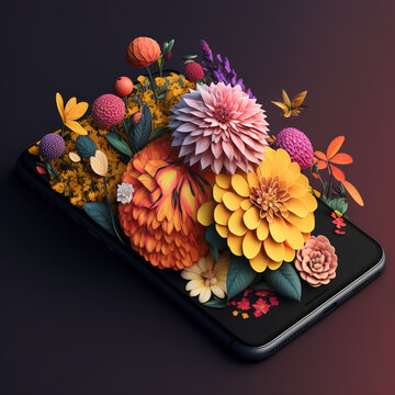 Cell Phone With Flowers