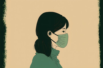 Nurse in surgical mask, vector illustration, 2d illustration, mask 