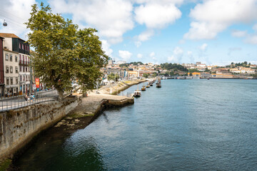 Fototapeta na wymiar Porto old town skyline from across the Douro River. Porto. Portugal. 