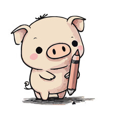 Vektor Comic Kawaii Children Illustration Kindergarten