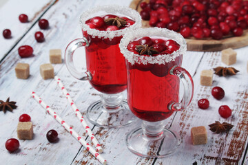 Two glasses with cranberry drink