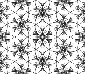 Flower seamless pattern. Endless hand drawn abstract floral carpet. Retro black lace fabric backdrop. Modern flat fashion spring plant textile texture. Vintage elegant wallpaper packaging paper print