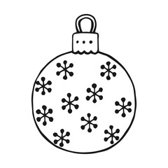 Christmas baubles. Decoration isolated elements. Hand drawn vector illustration.