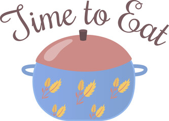 Kitchen decorative badge, lettering emblem vector illustration. Cooking calligraphy label design, cartoon restaurant food typography.