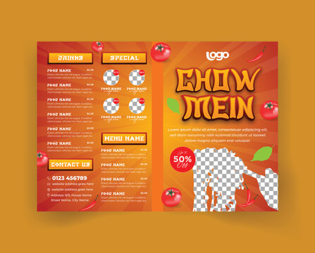 Chinese Restaurant Bi Fold Menu Brochure
