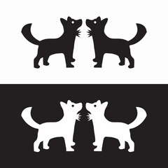 Black and white dog vector animal logo design . icon logo . silhouette logo 