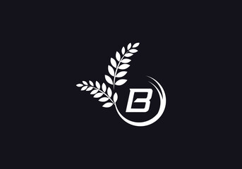 Laurel wreath green leaf logo and Vintage wheat logo design monogram with the letters and alphabets