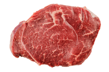 Fresh raw beef steak. Top view isolated png with transparency