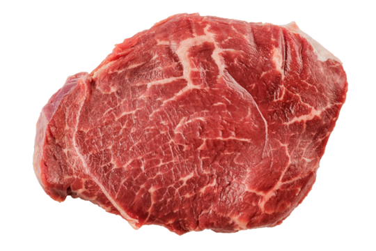 Fresh raw beef steak. Top view isolated png with transparency
