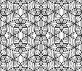 Lace flower bud seamless pattern. Floral line art repeat tile. Endless flat retro fabric background. Decorative plant summer textile print design. Ornate geometric ornament. Fashion botanical carpet