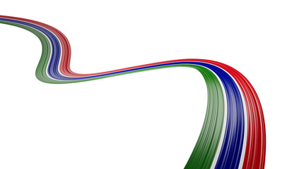 Waving ribbon or banner with flag of Gambia. independence day 3d illustration