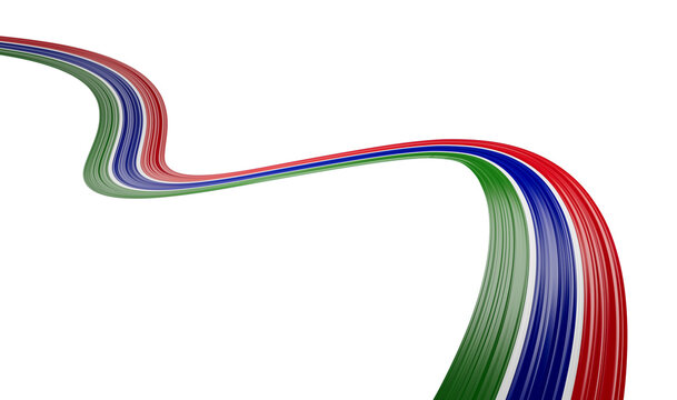 Waving ribbon or banner with flag of Gambia. independence day 3d illustration