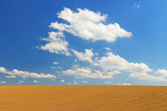 Field and Cloudy sky, Springtime, Hesse, Germany