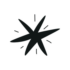 Hand drawn sparkling star. Retro abstract illustration with hand drawn sparkle for celebration design. Geometric shape.