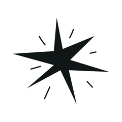 Hand drawn sparkling star. Retro abstract illustration with hand drawn sparkle for celebration design. Geometric shape.