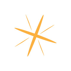 Hand drawn sparkling star. Retro abstract illustration with hand drawn sparkle for celebration design. Geometric shape.