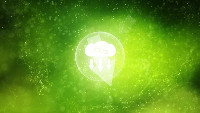 Carbon dioxide icon on green artistic nature bokeh background.