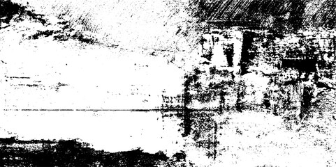 Monochrome texture composed of irregular graphic elements. Distressed uneven grunge background. Abstract vector illustration. Overlay for interesting effect and depth. Isolated on white background.