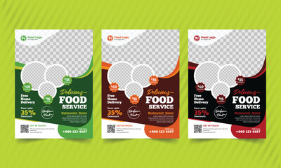 Delicious fast food, cooking, cafe and modern restaurant flyer template design