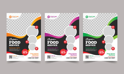 Delicious fast food, cooking, cafe and modern restaurant flyer template design