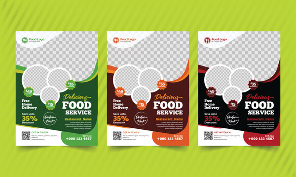 Delicious fast food, cooking, cafe and modern restaurant flyer template design