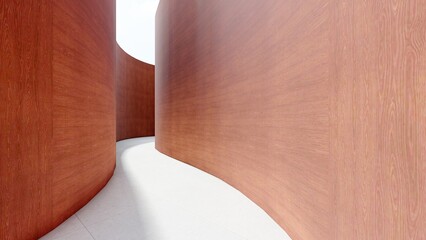 Interior architecture background curve corridor 3d render