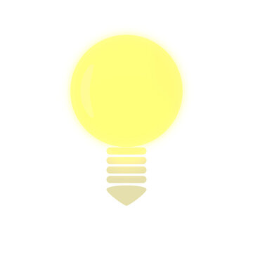 illustrazione con lampadina sferica con luce brillante su sfondo trasparente