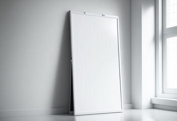 mockup screen in white room with window