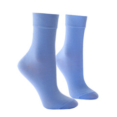 Pair of light blue socks isolated on white