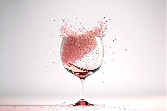 A Pink Glass With Pink Glitter On White Background, Ai Generated