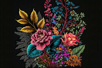 Florale Elemente Vintage Background Backdrop Cover AI Art Generative AI Digital ART