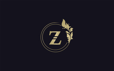 Golden circle leaf and beauty logo circle design vector. Beauty fashion with leaf. Signature font gold circle Logo