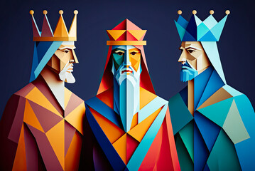 Three Kings Day, Epiphany design, background, graphic. Generative AI - Powered by Adobe
