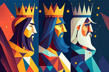 Three Kings Day, Epiphany design, background, graphic. Generative AI