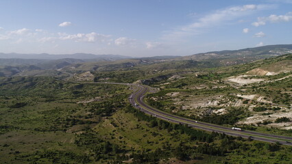 Fototapeta na wymiar Aerial view of Highway and Cloud Landscape in Ankara,TURKEY.