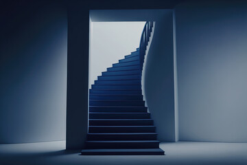white and blue modern stylish stairway indoor