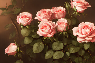 pink roses on wooden background
