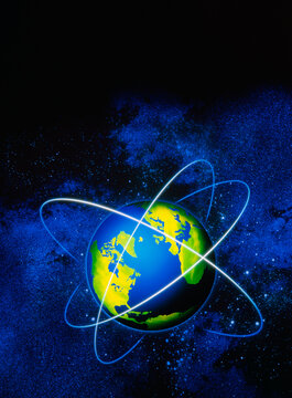 Globe with Rings and Stars