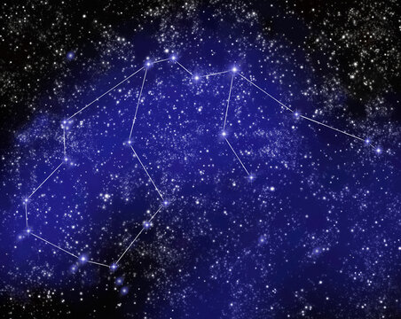 Outline of Constellation of Aquarius in Night Sky