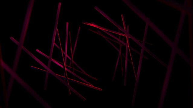 dark red cross lines. infinity ruby shapes. geometry lines tunnel. alpha transparent loop background