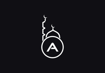 Obraz premium Islamic mosque logo and minar symbol design with the letter and alphabets 