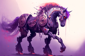 fantasy purple robotic horse