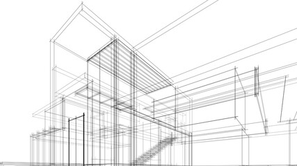 Modern house concept 3d rendering 