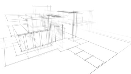 Modern house concept 3d rendering 