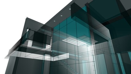 Fototapeta na wymiar Modern house concept 3d rendering 
